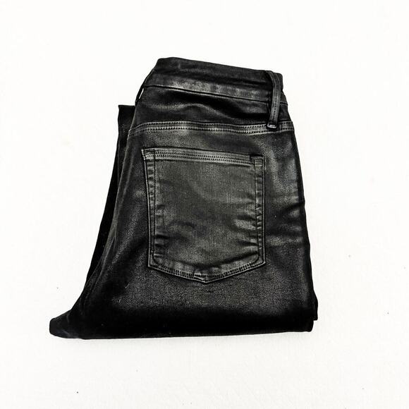 Good American Straight Leg Denim Jeans Black Coated K103 GS001T Size 14/32 - Picture 1 of 10